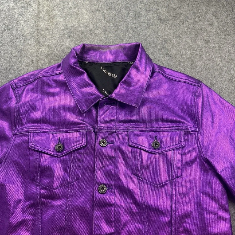 Valabasas Da Vinci Waxed Denim Metallic Jacket Medium Purple Streetwear Urban